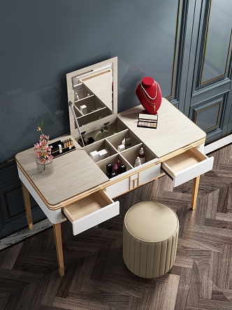 Bedroom Dressing Table Stool Combination 3d model