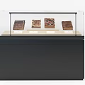 Display Cabinet Shelf with Ancient Books Displayed in Glass Showcase for Museum Exhibition