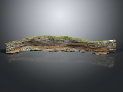 Garden Landscape Design With Layered Rock Structure And Green Grass Elements 3d model