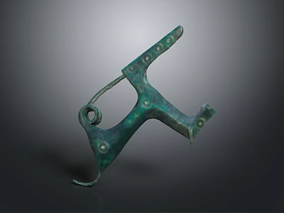 Antique Bronze Household Tool With Hook Ring And Decorative Holes Vintage Green Patina Finish Design 3d model