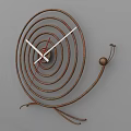 Unique Spiral Design Copper Metal Wall Clock With Concentric Circles And Decorative Stand
