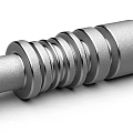 Mechanical Metal Shaft with Multiple Annular Gear-like Rings as Industrial Equipment Component