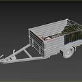Metal Cargo Trailer With Green Tarp Cover Open Bed And Hitch Wheels