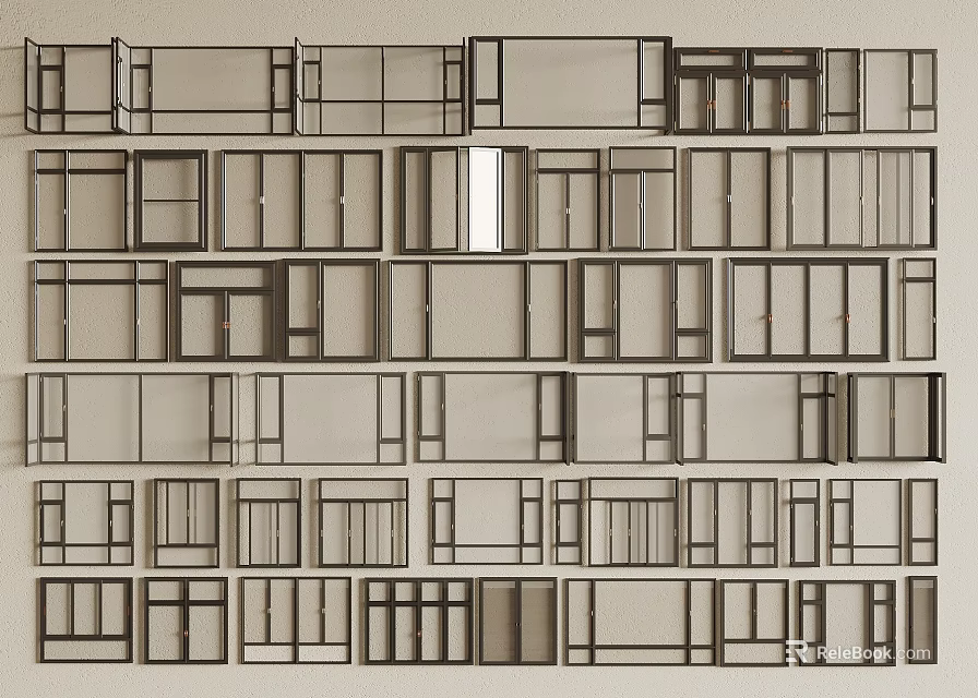 Modern Aluminum Casement Windows With Various Styles For Home Renovation Projects 3d model 