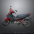 Red Sports Motorcycle With Black Leather Seat Alloy Wheels And Rear Exhaust