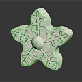 White Snowflake Shaped Decorative Object With Hollow Patterns And Central Knob On Dark Surface 3d model