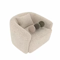 Beige Plush Armchair Sofa With Cushion And Matching Coffee Table Set