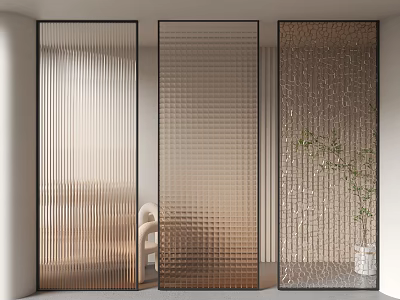 Modern Glass Room Dividers With Different Textured Patterns For Interior Decor 3d model