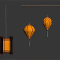 Chinese Style Decorative Hanging Lantern Furniture With Yellow Square And Round Shapes