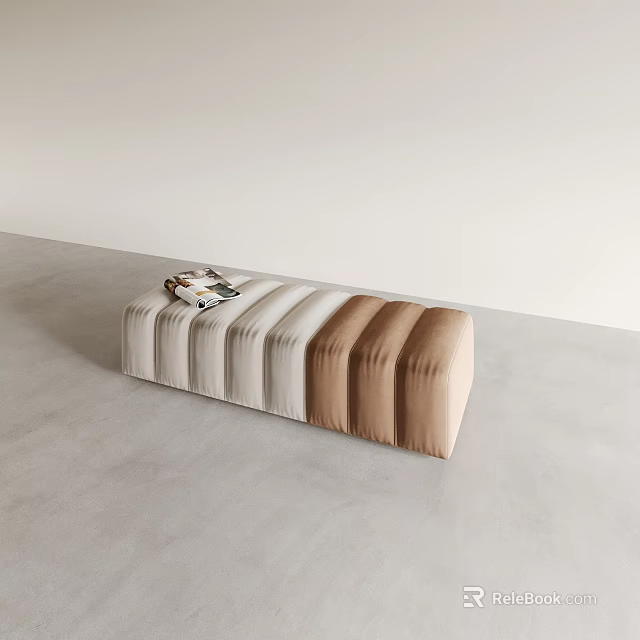 Cream and Brown Tufted Sofa Bench for Modern Living Room Decor 3d model 