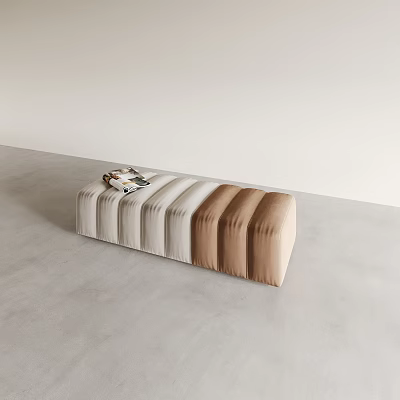 Cream and Brown Tufted Sofa Bench for Modern Living Room Decor 3d model