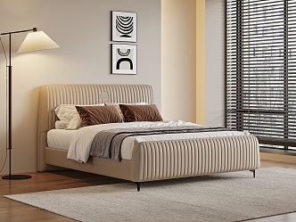 double bed leather bed 3d model