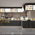 Modern Bubble Tea Shop Interior With Counter Menu Screens Fresh Fruits And Seating