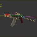 Tactical Assault Rifle With Red Accent Metal Body Magazine Barrel And Stock Design