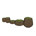 Decorative Bonsai Plants In Woven Texture Pots With Various Sizes And Lush Green Foliage