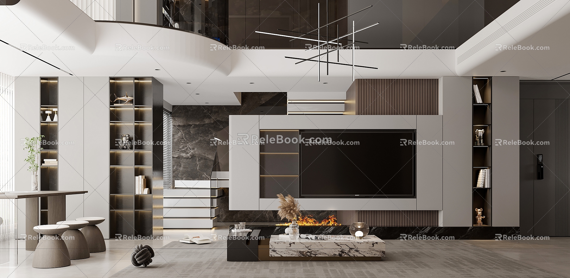 Modern Duplex Living Room Villa 3d model