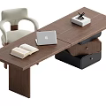 Middle style desk and chair combination 3d model