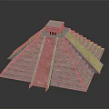 Cartoon Pyramid Scene With Stone Steps And Temple Structure On Top 3d model