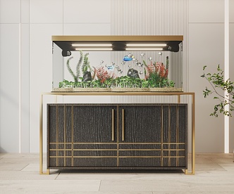 Light Luxury Side Cabinet Glass Fish Tank Aquarium Display Cabinet 3d model