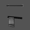 Wall Mounted Bathroom Towel Racks With Hanging Grey Towel And Hooks