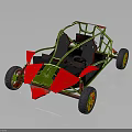 Off Road Go Kart Featuring Green Frame Red Body Black Seats And Wheels