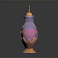 Heart Shaped Perfume Bottle With Purple Pink Gradient And Gold Ornate Patterns