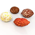Colorful Mixed Nuts with Different Textures and Shapes on White Background