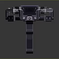 Industrial Mechanical Weapon 3D Model With Metal Frame Spring And Blue Straps Design