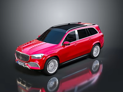 Luxury Red SUV With Black Roof And Silver Alloy Wheels On Reflective Surface 3d model