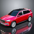 Luxury Red SUV With Black Roof And Silver Alloy Wheels On Reflective Surface
