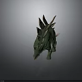 Green Stegosaurus Dinosaur 3D Model Displaying Pink Tipped Back Plates And Spikes