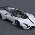 White High Performance Sports Car With Black Stripe Sleek Aerodynamic Design And Rear Wing