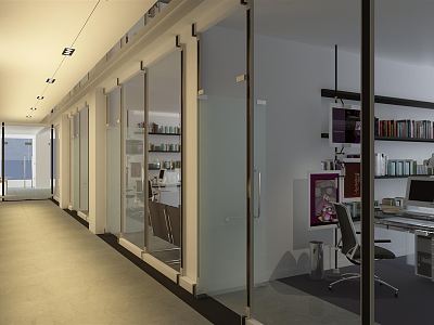 Modern aisle office corridor model