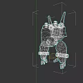 Cartoon Robot Character With Square Head Black Screen Face And Yellow Arm Bands