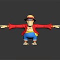 Cartoon Character With Straw Hat Red Coat Yellow Shirt Blue Shorts And Sandals Arms Outstretched
