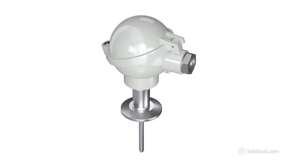 Industrial Temperature Sensor Equipment with White Spherical Top and Metal Probe for Industrial Measurement 3d model 