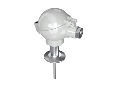 Industrial Temperature Sensor Equipment with White Spherical Top and Metal Probe for Industrial Measurement 3d model