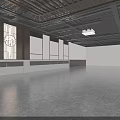 Modern Store Front Counter With Menu Display Screens Shelves Green Plant And Staff Member