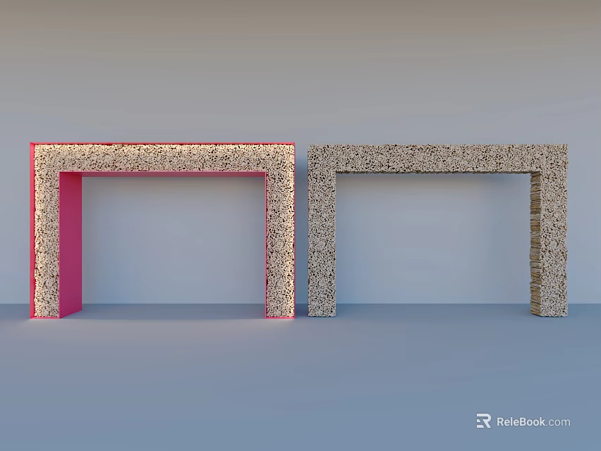 Two Textured Pink And Gray Door Arches For Interior Decoration 3d model 