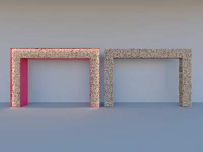 Two Textured Pink And Gray Door Arches For Interior Decoration 3d model
