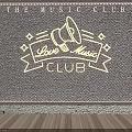 Neon Light Fixture Combination for Music Club with Megaphone Design and Brick Wall Background
