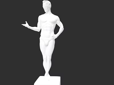 Classical Marble Male Statue With Detailed Sculpted Head And Facial Features 3d model