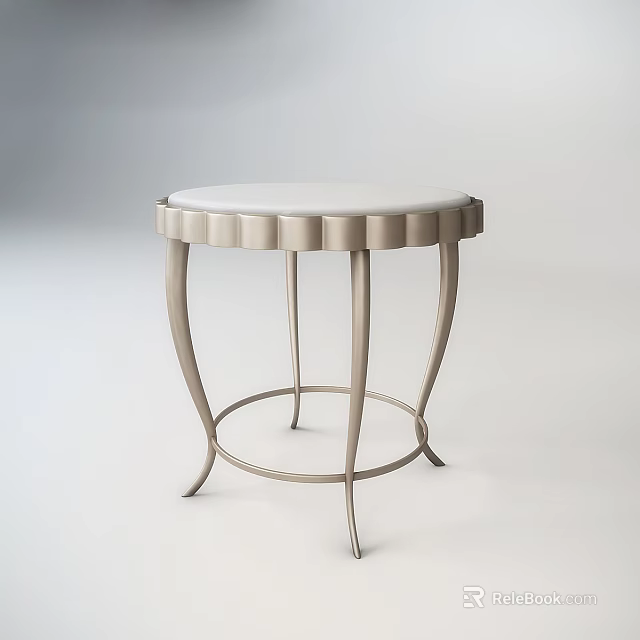Elegant Modern Round Side Table With White Top And Curved Metal Legs Design 3d model 