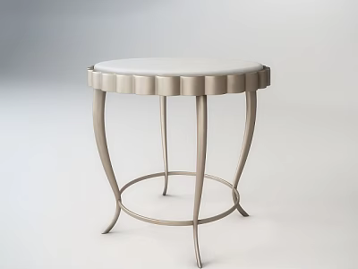 Elegant Modern Round Side Table With White Top And Curved Metal Legs Design 3d model