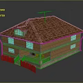 Wooden House Exterior With Red Tiled Roof Windows And Balcony Stairs