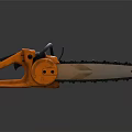 Heavy Duty Orange Chainsaw With Black Handle And Sharp Cutting Chain