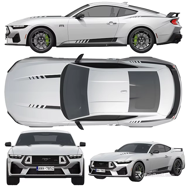 White Sports Car Featuring Aerodynamic Body Lines Black Wheels And Green Brake Calipers 3d model 