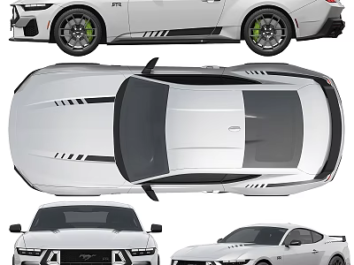 White Sports Car Featuring Aerodynamic Body Lines Black Wheels And Green Brake Calipers 3d model