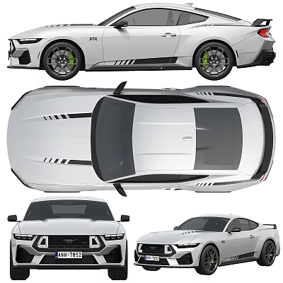 White Sports Car Featuring Aerodynamic Body Lines Black Wheels And Green Brake Calipers 3d model