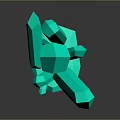 Green Geometric Crystal Cluster 3D Model With Long Prismatic Crystals Base Dark Background Reflection 3d model